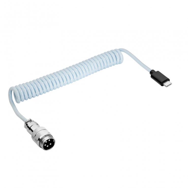 Imagine Cablu spiralat USB type C GX16 T-T tip Aviator 3m Alb, Akyga AK-USB-49