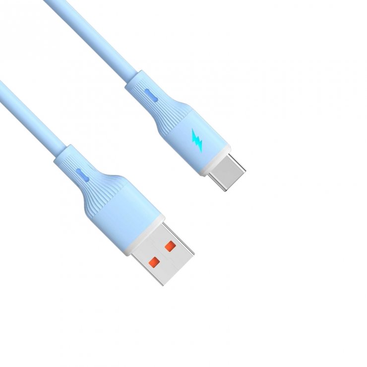Imagine Cablu USB 2.0-A la USB type C T-T 18W 1m silicon Blue, Akyga AK-USB-63