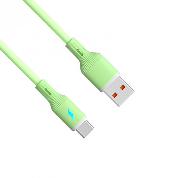 Imagine Cablu USB 2.0-A la USB type C T-T 18W 1m silicon Verde, Akyga AK-USB-64
