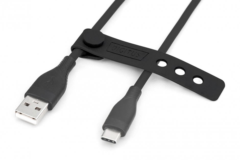 Imagine Cablu USB-A 2.0 la USB type C 60W 2m Negru, Digitus AK-300340-020-S
