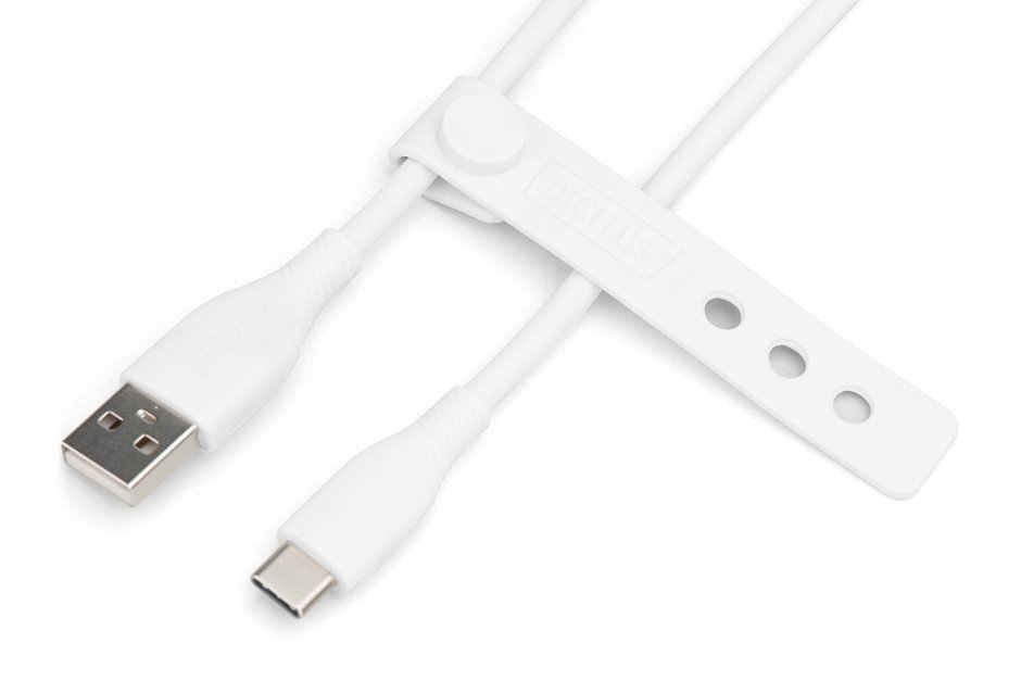 Imagine Cablu USB-A 2.0 la USB type C 60W 2m Alb, Digitus AK-300340-020-W