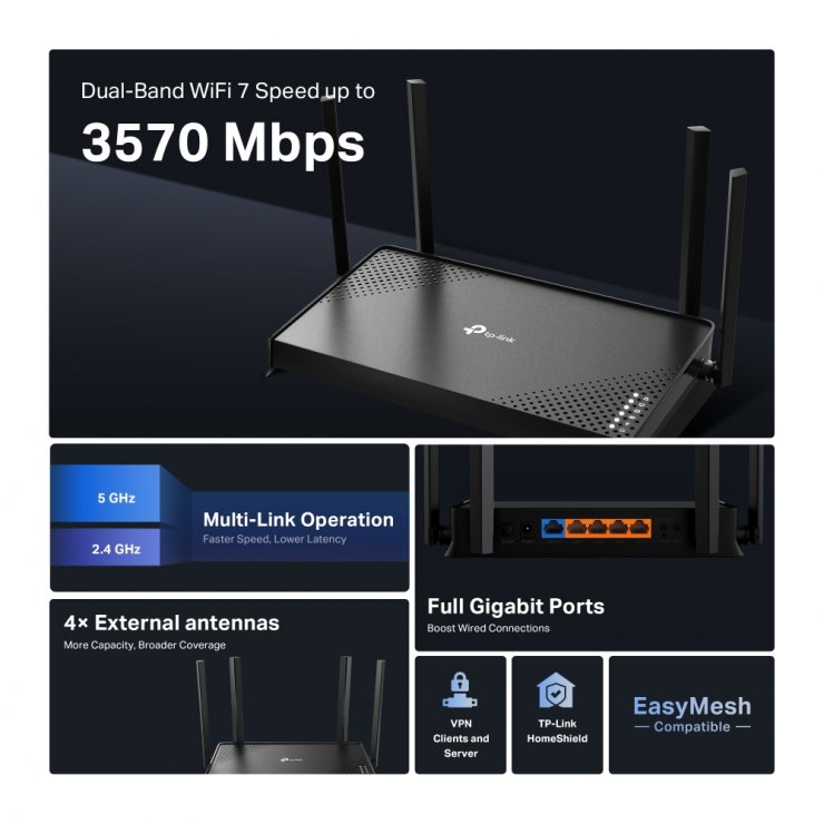 Imagine Router BE3600 Dual-Band Wi-Fi 7, TP-LINK Archer BE220