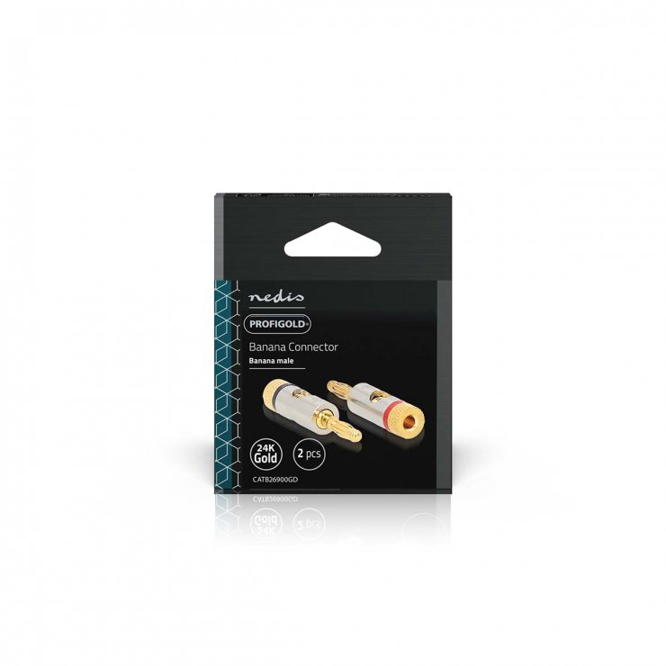 Imagine Set 2 buc conector banana aluminiu, Nedis CATB26900GD