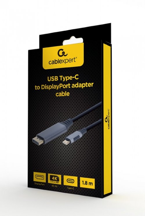 Imagine Cablu USB type C la Displayport 4K60Hz T-T 1.8m, Gembird CC-USB3C-DPF-01-6