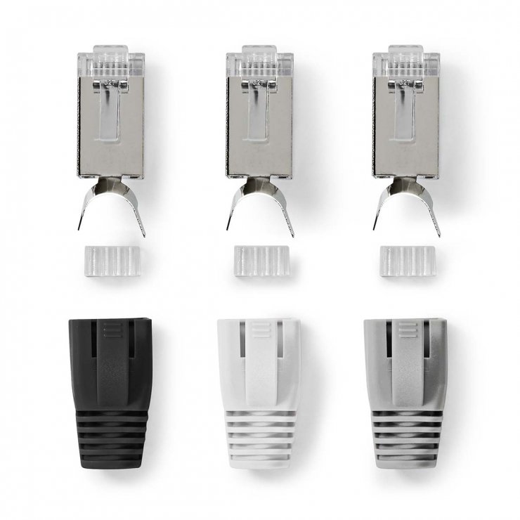 Imagine Set 10 buc conector de retea RJ45 pass through FTP CAT7 + manson, Nedis CCBW89390GY