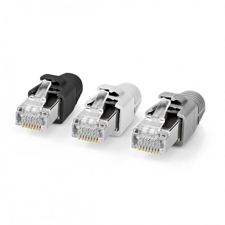 Imagine Set 10 buc conector de retea RJ45 pass through FTP CAT7 + manson, Nedis CCBW89390GY