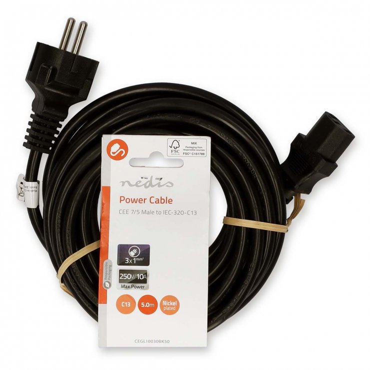 Imagine Cablu de alimentare PC 5m, Nedis CEGL10030BK50