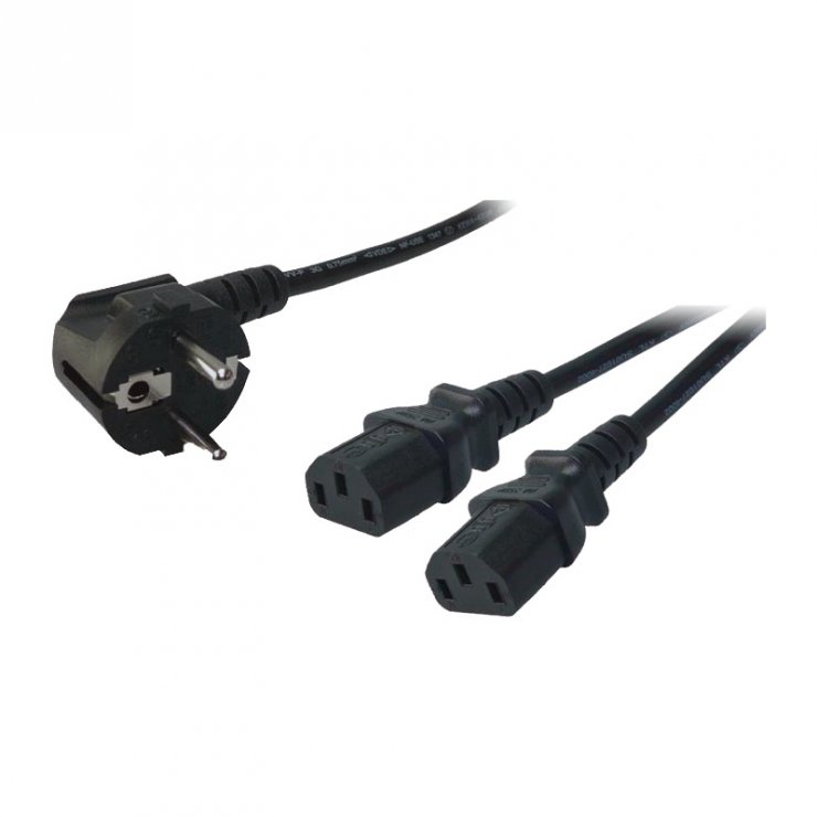 Imagine Cablu alimentare Schuko la 2 x C13 1.7m Negru, Logilink CP101