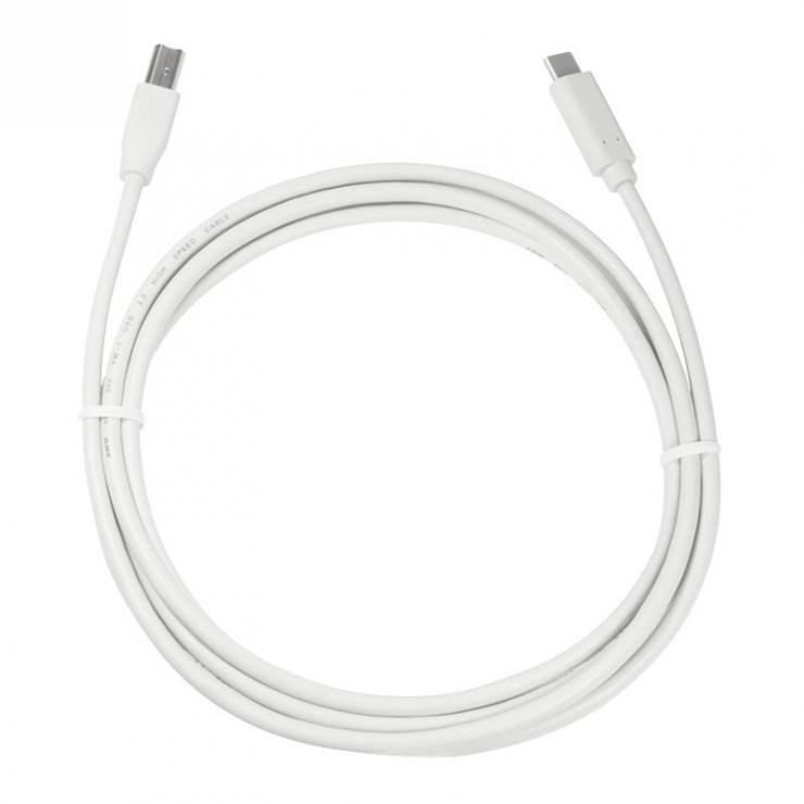 Imagine Cablu USB 2.0 type C la USB-B T-T 2m Gri, Logilink CU0161