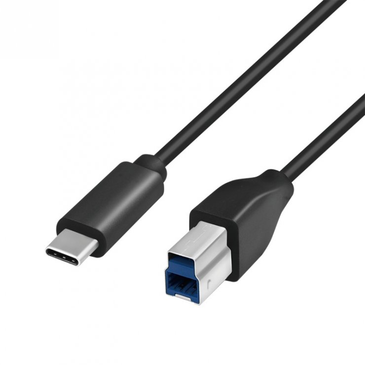 Imagine Cablu USB 3.2 type C la USB-B T-T 2m Negru, Logilink CU0163