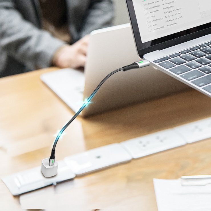 Imagine Cablu USB 3.2 Gen2x2 Type C 20Gbps/240W/4K60Hz cu LED T-T 2m Negru, Logilink CU0444