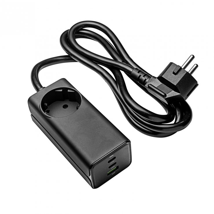 Imagine Incarcator priza 65W cu 2 x USB type C + 1 x USB-A + Schuko Negru, Akyga AK-CH-21