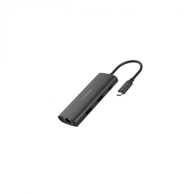 Imagine Docking station USB type C la HDMI 4K30Hz + 2 x USB-A + 2 x USB type C + LAN + SD PD 100W, A4TECH DST-80C-GR