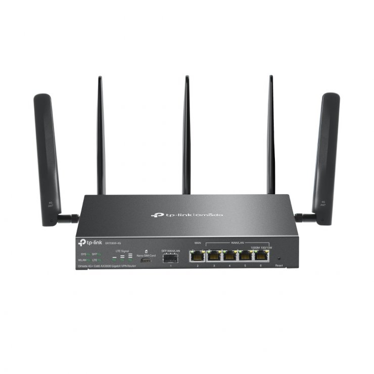 Imagine Router VPN Dual-Band Wi-Fi 6 AX3000 4G+5 antene, TP-LINK ER706W-4G