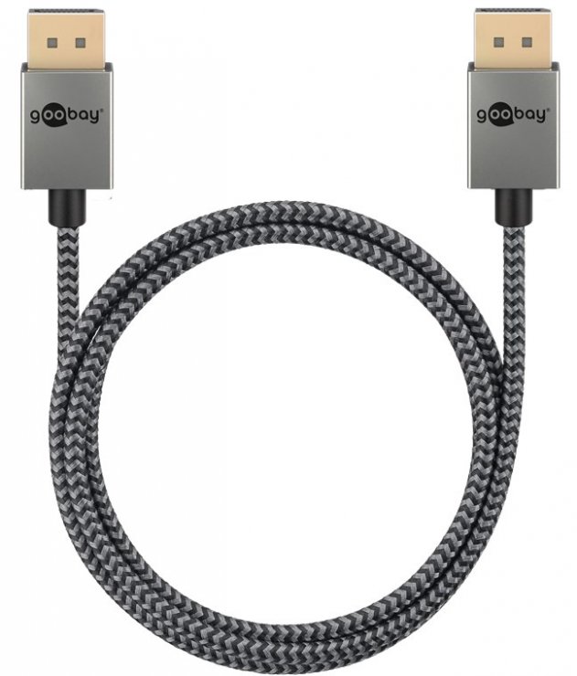 Imagine Cablu Displayport 8K120Hz/4K240Hz 2m brodat Alb/Negru, Goobay G77445