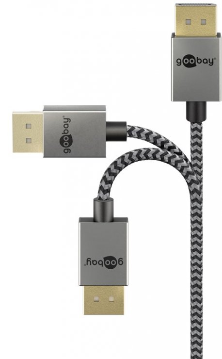 Imagine Cablu Displayport 8K120Hz/4K240Hz 2m brodat Alb/Negru, Goobay G77445