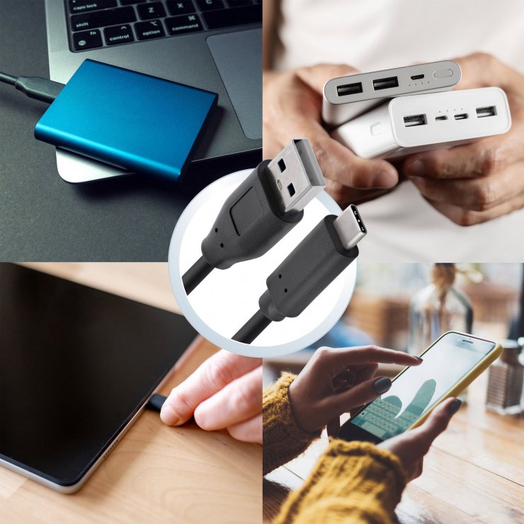 Imagine Cablu USB-A 2.0 la USB type C T-T 5m Negru, InLine IL35735