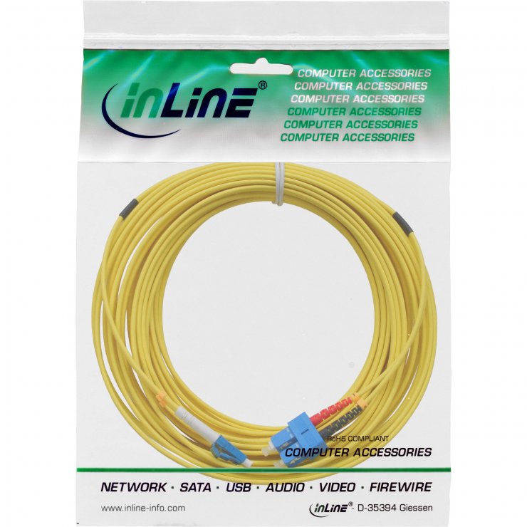 Imagine Cablu fibra optica Duplex Singlemode LC-SC LSOH OS2 15m, InLine IL88656A