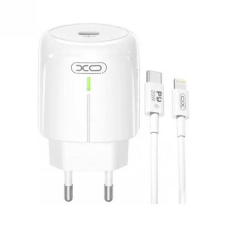 Imagine Incarcator priza USB type C 3A/20W + cablu USB type C - Lightning Alb, XO L113