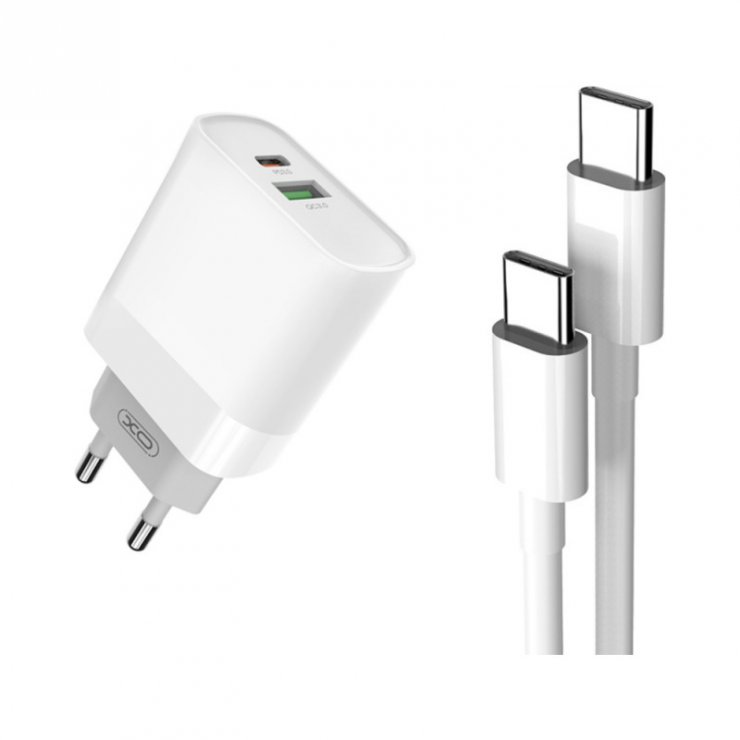 Imagine Incarcator priza 1 x USB type C + 1 x USB-A 18W + cablu USB type C, XO L64