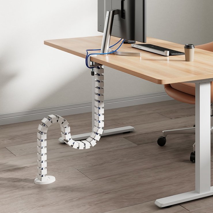 Imagine Organizator cabluri/canal cablu inaltime reglabila 1.3mx129mm Alb, Logilink KAB0093