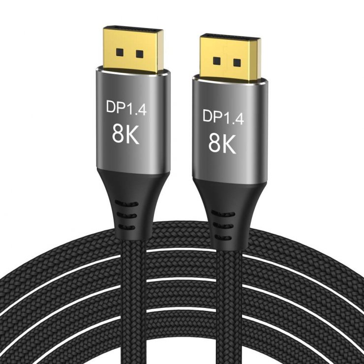 Imagine Cablu Displayport 8K60Hz/4K144Hz 9m brodat Negru, kport13-09