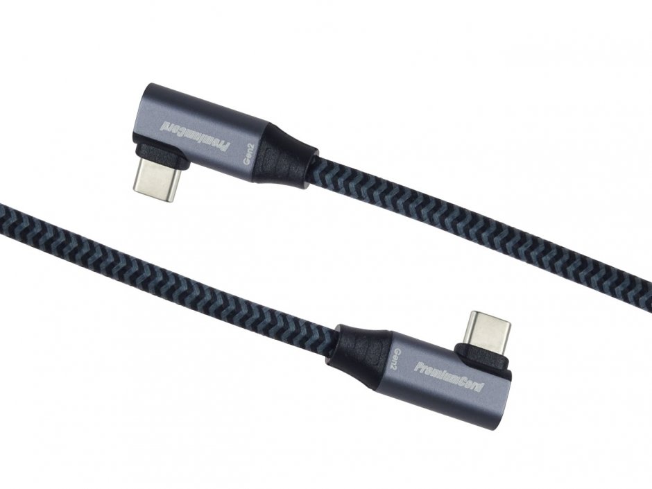 Imagine Cablu USB 3.2 Gen2x2 type C 100W unghi/unghi brodat 1m, ku31cj1