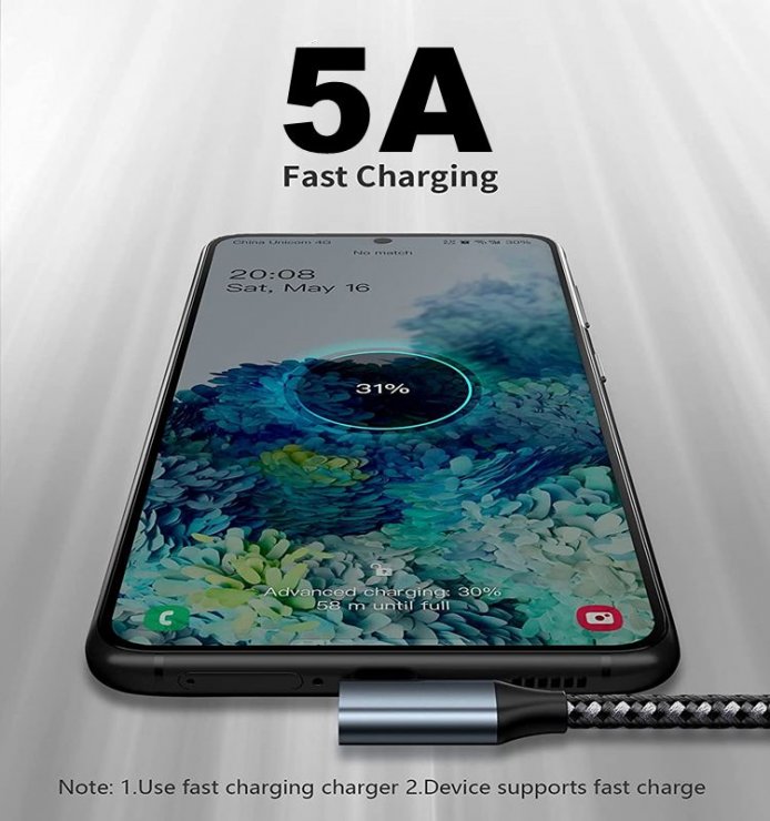 Imagine Cablu USB 3.2 Gen2x2 type C 100W unghi/unghi brodat 1m, ku31cj1