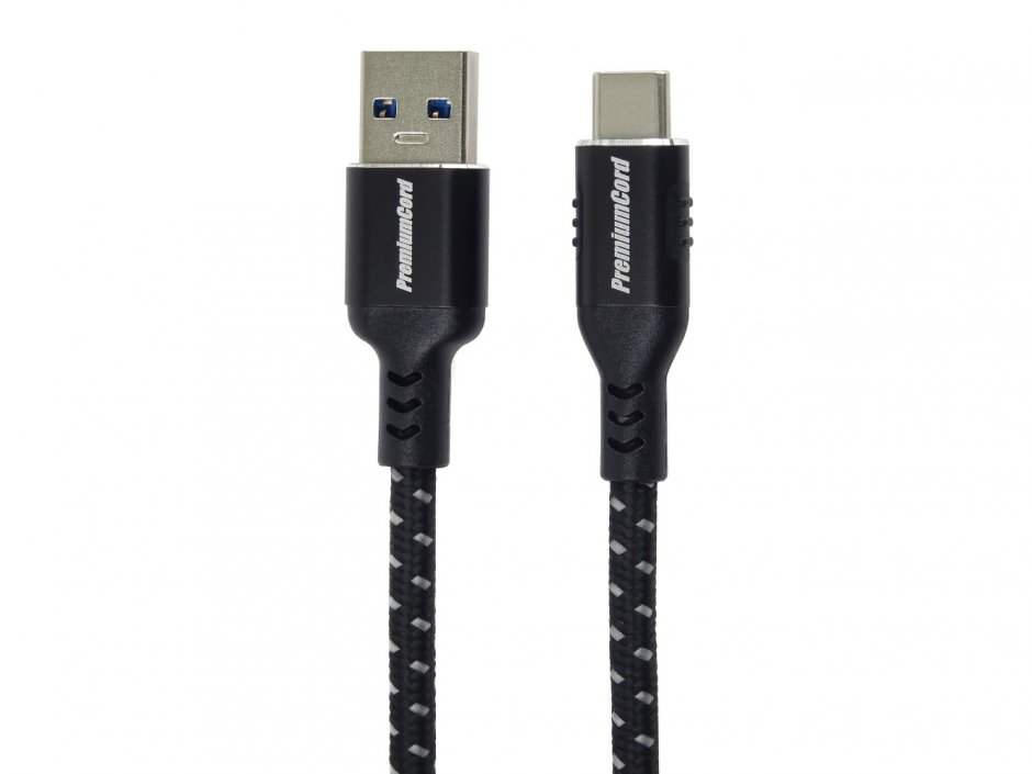 Imagine Cablu USB 3.2-A la USB type C T-T 3m brodat Negru, ku31cx3