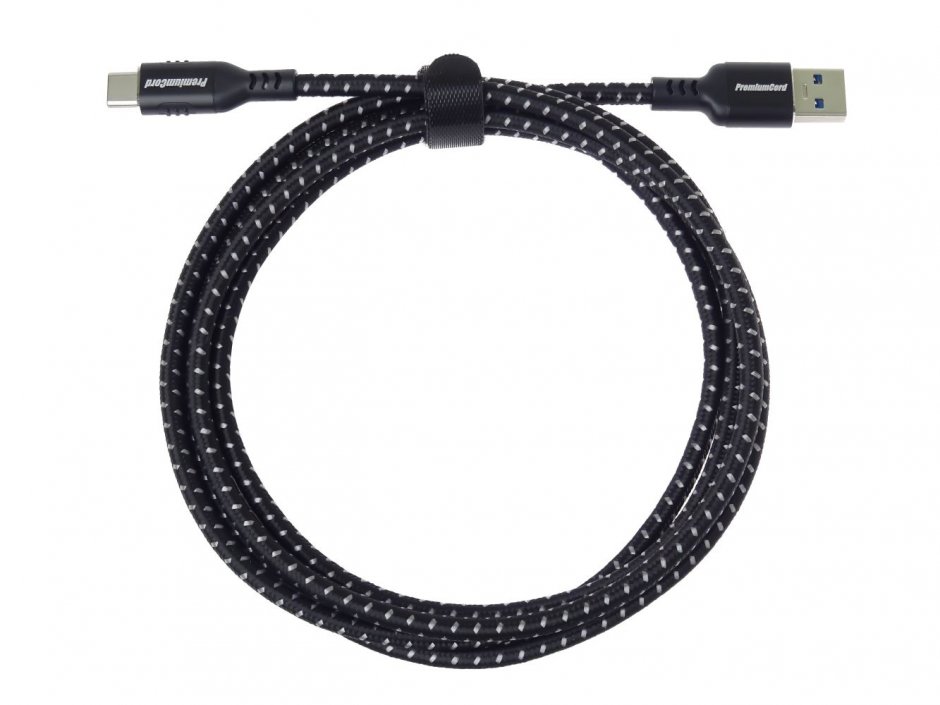 Imagine Cablu USB 3.2-A la USB type C T-T 3m brodat Negru, ku31cx3