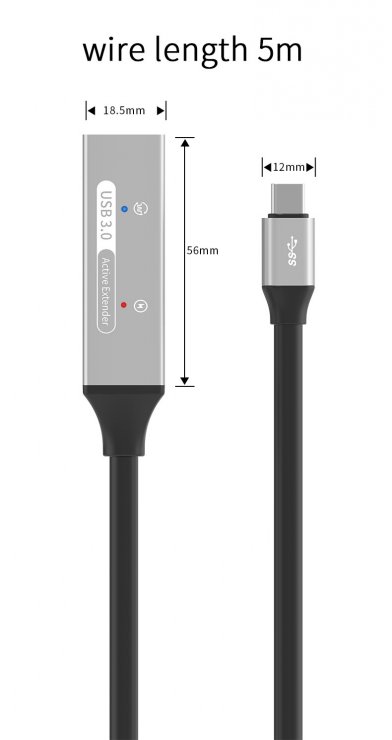 Imagine Cablu prelungitor USB 3.2 type C activ cu alimentare T-M 10m, ku31rep10al