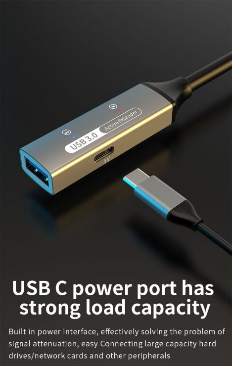 Imagine Cablu prelungitor USB 3.2-A activ cu alimentare T-M 5m, ku3rep5al