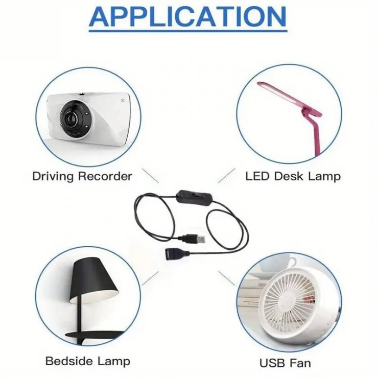 Imagine Cablu prelungitor incarcare USB-A T-M cu switch ON/OFF 1m, kupaasw1