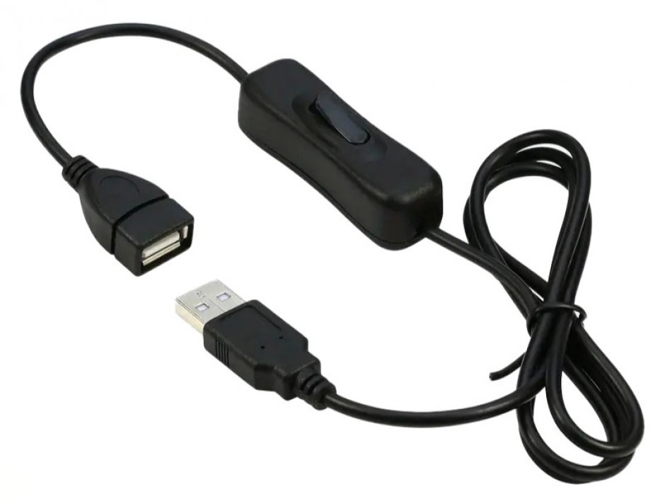 Imagine Cablu prelungitor incarcare USB-A T-M cu switch ON/OFF 1m, kupaasw1