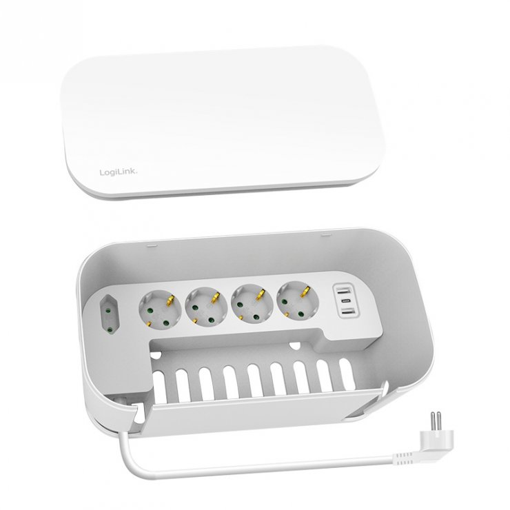 Imagine Cutie depozitare cu prelungitor 4 x Schuko + 1 x Euro + 2 x USB-A + 1 x USB-C, Logilink LPS281U