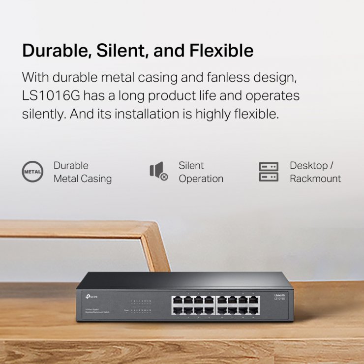 Imagine Switch Desktop/Rackmount 16 porturi Gigabit, TP-LINK LS1016G