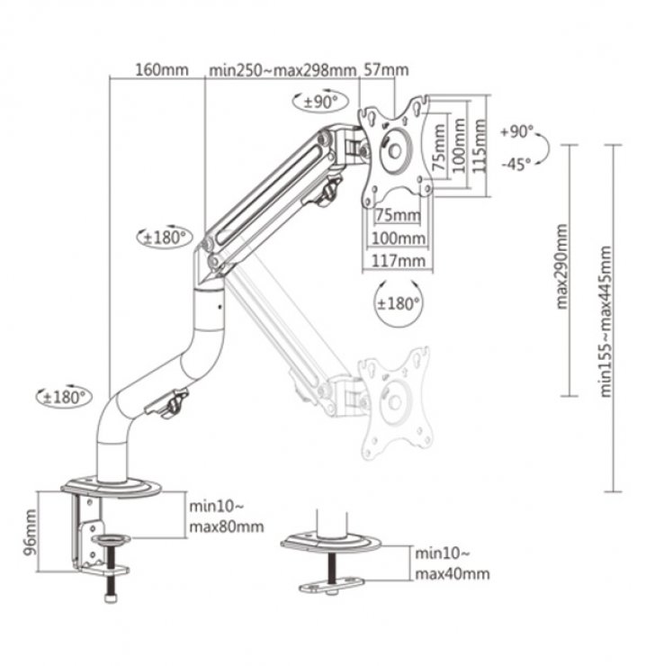 Imagine Suport monitor 17-32" montare masa max. 8 kg, Gembird MA-DA1-02