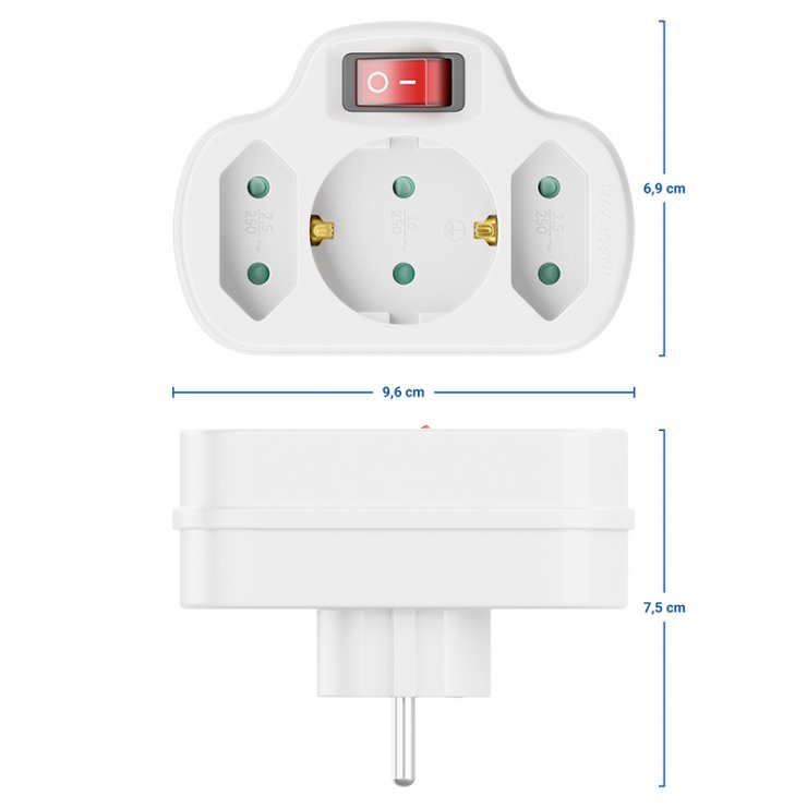 Imagine Triplu stecher cu 1 x Schuko + 2 x Euro Alb, MK5647