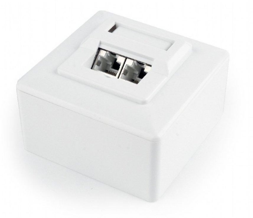 Imagine Priza aplicata RJ45 STP Cat.6 2 porturi Alb, Gembird MWS-2S6-01