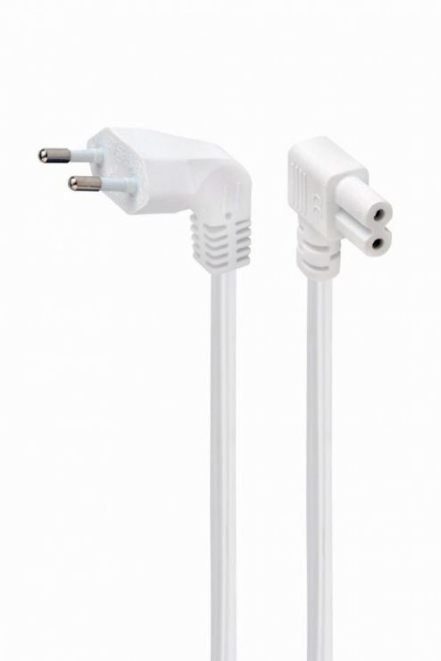 Imagine Cablu de alimentare Euro la IEC C7 unghi 2.5m Alb, Gembird PC-184L-VDE-2.5M-W