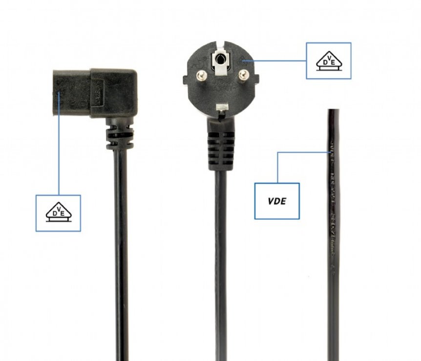 Imagine Cablu alimentare PC C13 1.5m unghi 90 grade, Gembird PC-186A-VDE1B-1.5M