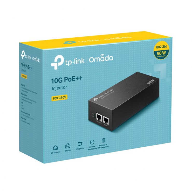 Imagine Injector Omada PoE++ 2 x 10 Gigabit 90W, TP-LINK POE380S