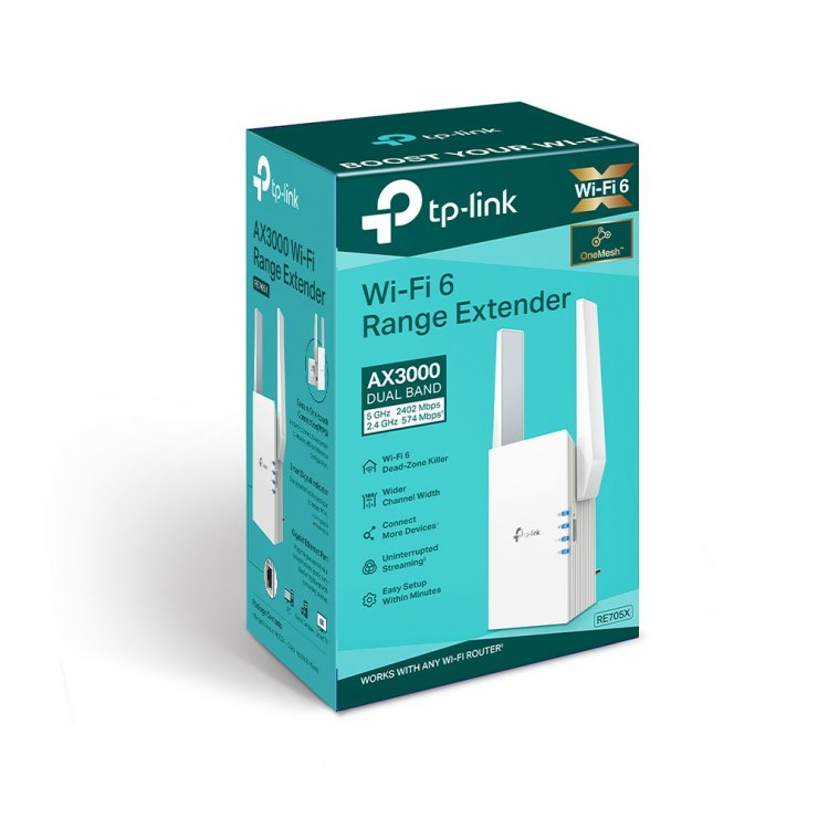 Imagine Range Extender Wi-Fi 6 Gigabit AX3000, TP-LINK RE705X