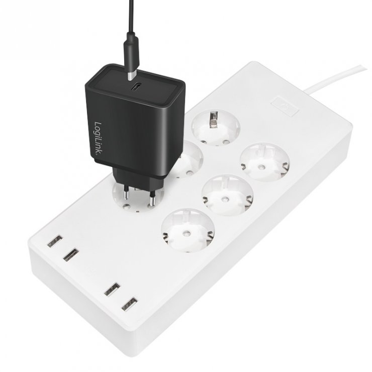 Imagine Prelungitor smart Wifi cu 6 x Schuko + 4 x USB-A 1.8m Alb, Logilink SH0105