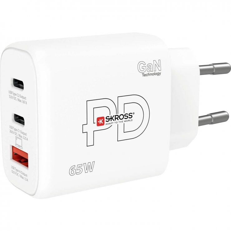 Imagine Incarcator priza 1 x USB-A / 2 x USB-C PD 65W Alb, Skross SKCH001065WPDEUCN