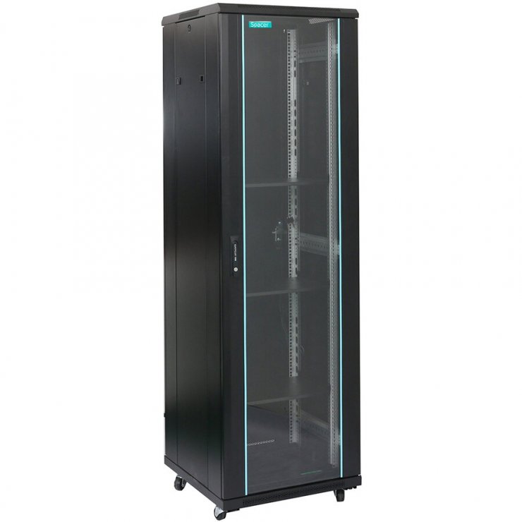 Imagine Cabinet de podea 19" 22U 600x800mm Flatpack (dezasamblat) sarcina max. 1000Kg, Spacer SPCN-22U-800-BK-03