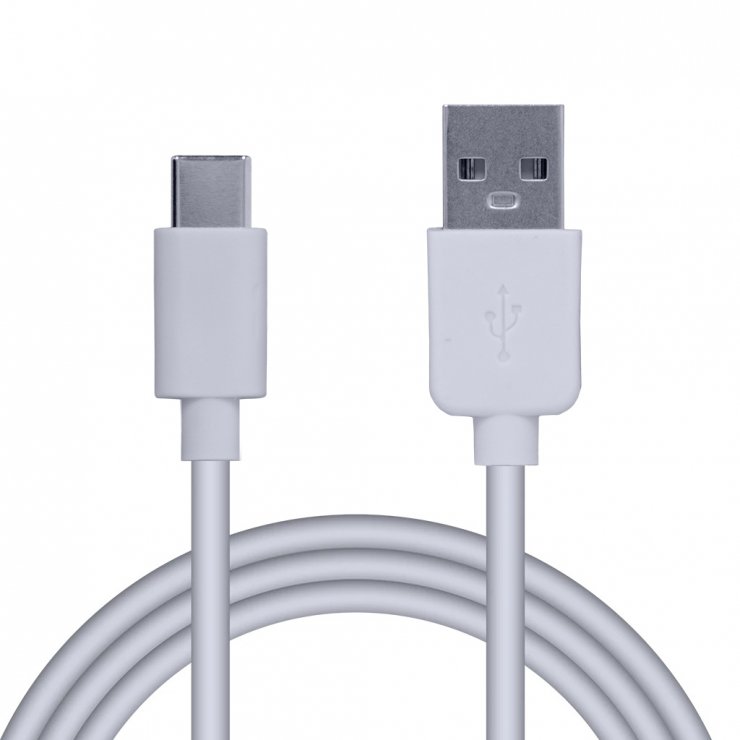 Imagine Cablu USB 2.0-A la USB type C T-T 1.8m Alb, Spacer SPDC-TYPEC-PVC-W-1.8