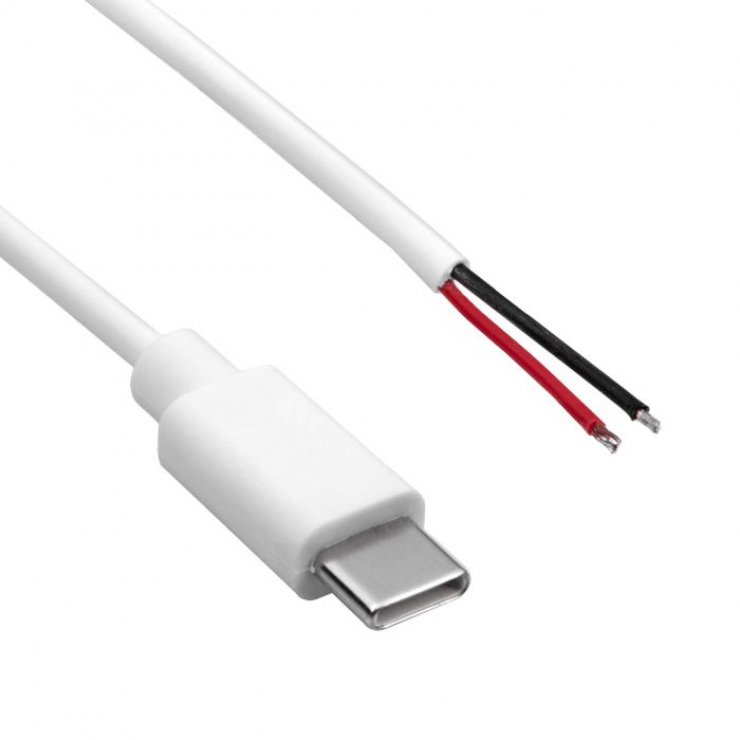 Imagine Cablu USB type C la 2 x fire deschise 60W 1m Negru, Akyga AK-SC-40