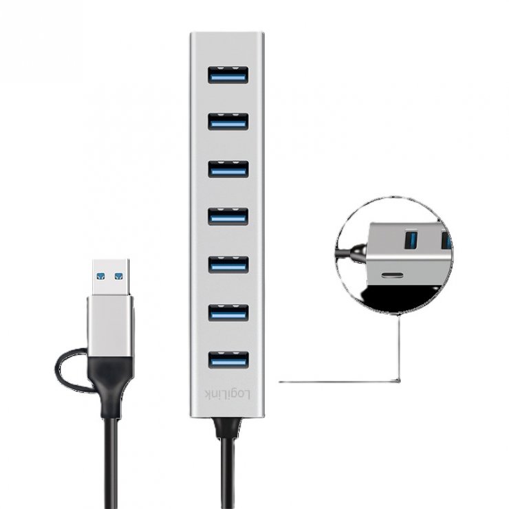 Imagine HUB USB 3.2 type C/USB-A la 7 x USB-A, Logilink UA0441