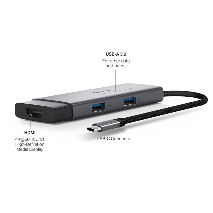 Imagine Docking station USB type C la HDMI 4K60Hz/2 x USB-A / USB type C + PD 100W, TP-LINK UH5020C